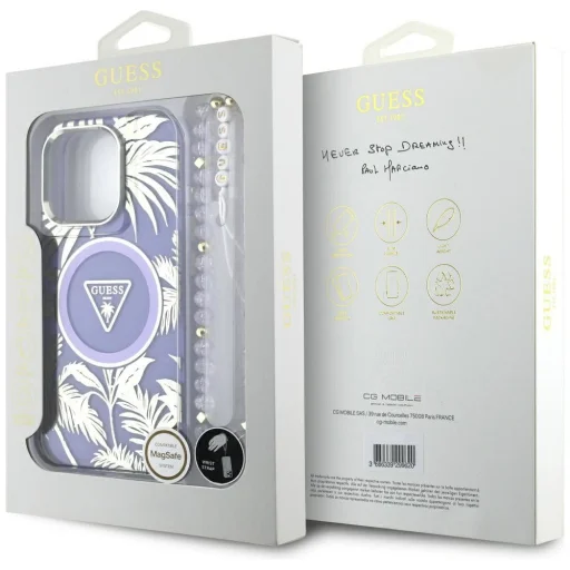  IPHONE 16 Pro GUESS tok kompatibilis MagSafe-fel GUHMP16LHPCTPLSU (IML Pálmafás háromszög gyöngy szíjjal) lila tok - 2