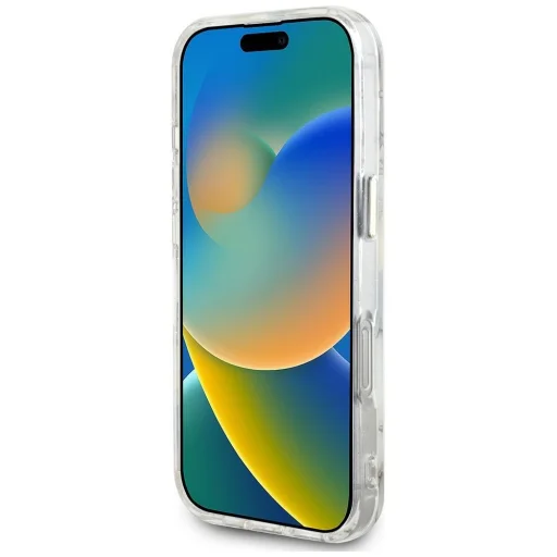  Apple iPhone 16 Pro fehér GUESS tok MagSafe kompatibilitással GUHMP16LHFLPEDH (IML Fém Csillogó Virágok Háromszög) - 5