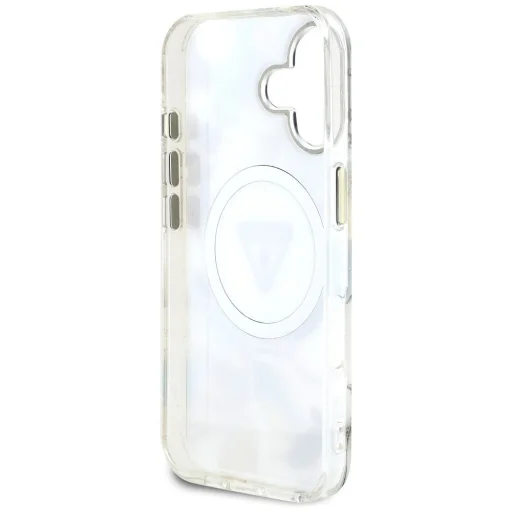  iPHONE 16 Fehér GUESS tok kompatibilis MagSafe GUHMP16SHFLPEDH (IML Fém Csillogó Virágok Háromszög) - 3