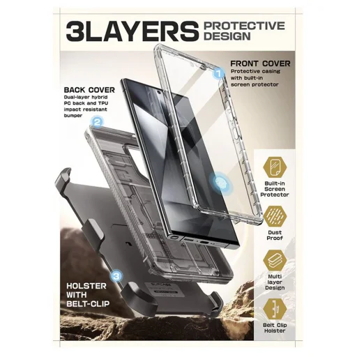  Samsung Galaxy S24 Ultra Fagyos Fekete Supcase - Unicorn Beetle Pro tok - 5