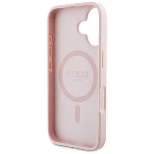  iPhone 16 GUESS tok MagSafe kompatibilis GUHMP16SPGNMPLMP (PU Szemcsés Virágok Klasszikus Logó) rózsaszín tok - 3