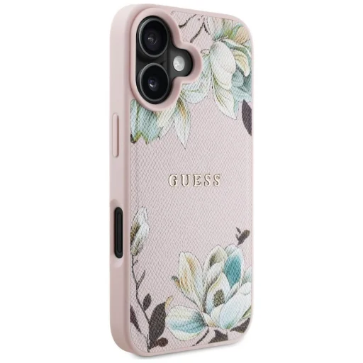  iPhone 16 GUESS tok MagSafe kompatibilis GUHMP16SPGNMPLMP (PU Szemcsés Virágok Klasszikus Logó) rózsaszín tok - 6