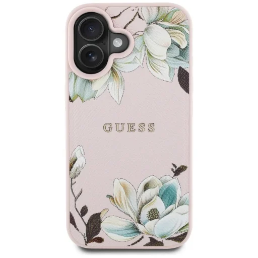  iPhone 16 GUESS tok MagSafe kompatibilis GUHMP16SPGNMPLMP (PU Szemcsés Virágok Klasszikus Logó) rózsaszín tok - 7