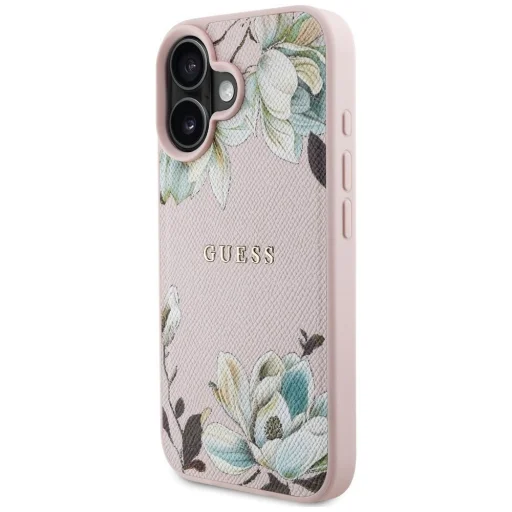  iPhone 16 GUESS tok MagSafe kompatibilis GUHMP16SPGNMPLMP (PU Szemcsés Virágok Klasszikus Logó) rózsaszín tok - 8