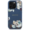  iPhone 16 Pro Max GUESS tok, MagSafe kompatibilis GUHMP16XPGNMPLMB (PU Grained Flowers Classic Logo) kék tok thumbnail