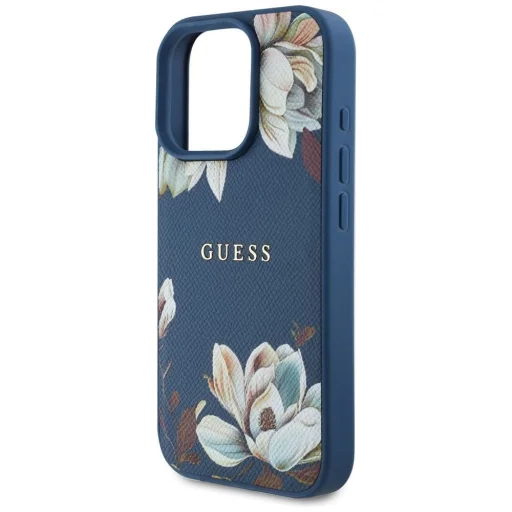  iPhone 16 Pro Max GUESS tok, MagSafe kompatibilis GUHMP16XPGNMPLMB (PU Grained Flowers Classic Logo) kék tok - 6