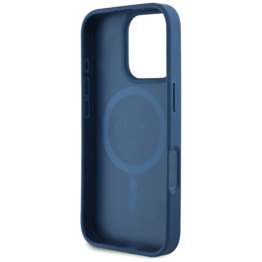  iPhone 16 Pro Max GUESS tok, MagSafe kompatibilis GUHMP16XPGNMPLMB (PU Grained Flowers Classic Logo) kék tok - 7