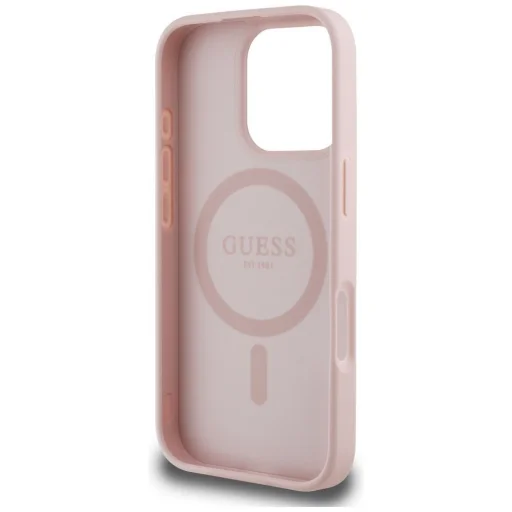  iPhone 16 Pro rózsaszín GUESS tok kompatibilis MagSafe-szel (PU Texturált Virágos Klasszikus Logó) GUHMP16LPGNMPLMP tok - 7