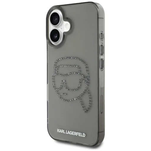 iPhone 16 fekete KARL LAGERFELD tok KLHCP16SHKHDCELK (IML Rhinestones S K Head) - 2