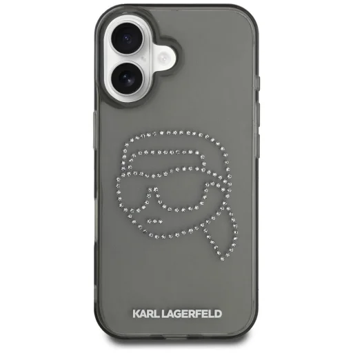  iPhone 16 fekete KARL LAGERFELD tok KLHCP16SHKHDCELK (IML Rhinestones S K Head) - 3
