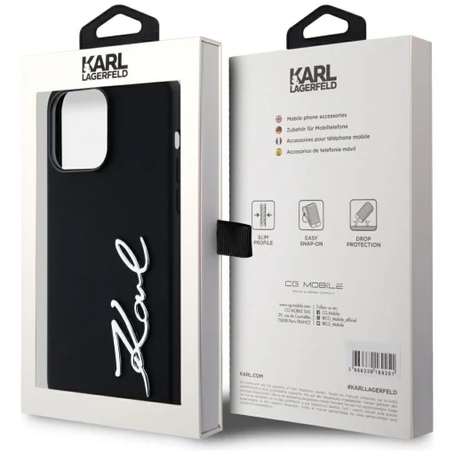 KARL LAGERFELD tok IPHONE 14 Pro Max-hoz KLHCP14XSCMSMVK (Szilikon Fém Logóval) fekete tok - 8
