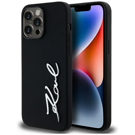 KARL LAGERFELD tok IPHONE 14 Pro Max-hoz KLHCP14XSCMSMVK (Szilikon Fém Logóval) fekete tok - 1