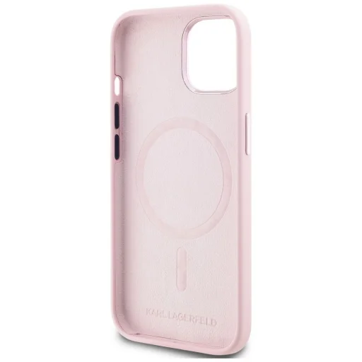  iPhone 15 rózsaszín KARL LAGERFELD Szilikon Kezdeti Fém Logóval tok, kompatibilis a MagSafe technológiával KLHMP15SSCMKMPCP - 7