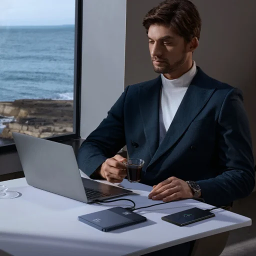  Baseus - Power Bank Blade (P10063801733-00) - 2x Type-C, 65W, 12000mAh, Digitális Kijelző, USB-C Kábellel - Narancssárga - 7