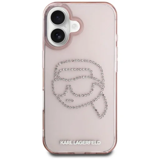  iPhone 16 Rózsaszín KARL LAGERFELD KLHCP16SHKHDCELP (IML Strassz S K Fej) tok - 3