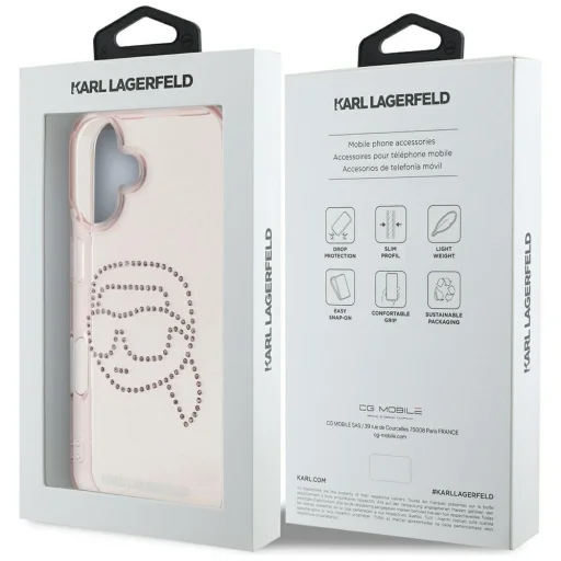  iPhone 16 Rózsaszín KARL LAGERFELD KLHCP16SHKHDCELP (IML Strassz S K Fej) tok - 8