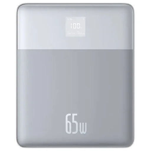  Baseus - Power Bank Blade (P10063801S13-00) - 2x Type-C, 65W, 12000mAh, Digitális Kijelző, USB-C Kábellel - Ezüst - 1
