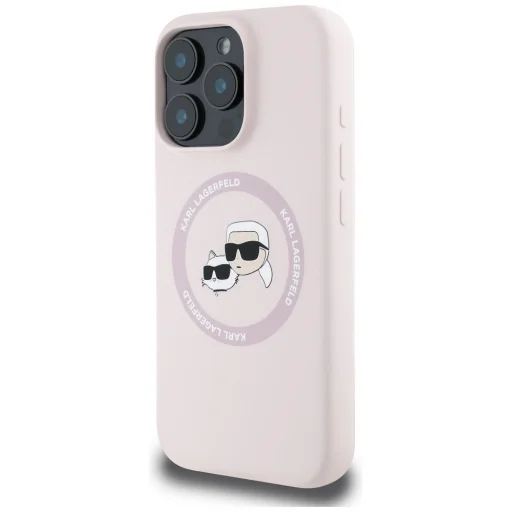  iPhone 16 Pro rózsaszín KARL LAGERFELD tok, MagSafe kompatibilis KLHMP16LSKCHTCP (Szilikon KC Fejek) - 2