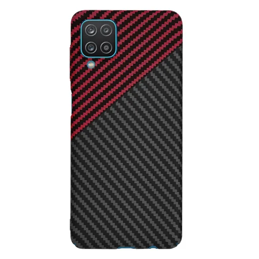  Techsuit - Carbonite FiberShell - Samsung Galaxy A12 / A12 Nacho / M12 / F12 - Piros Vortex tok - 3
