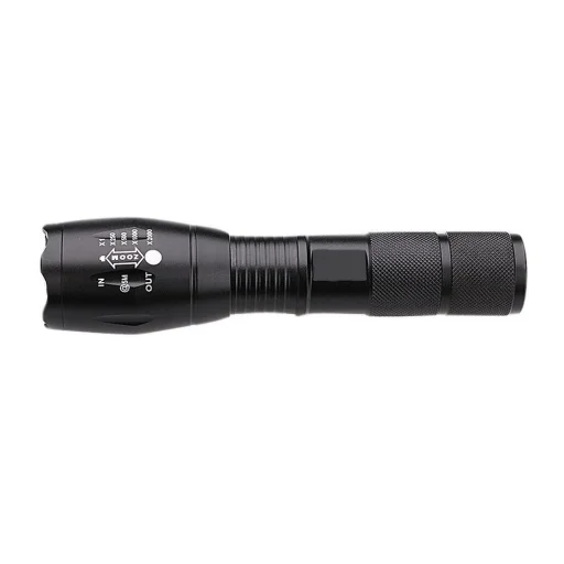 LED zseblámpa teleszkópos zoommal fekete - 1