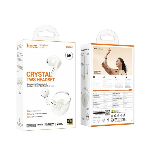 HOCO vezeték nélküli fülhallgató bluetooth TWS EW202 tejesfehér - 6