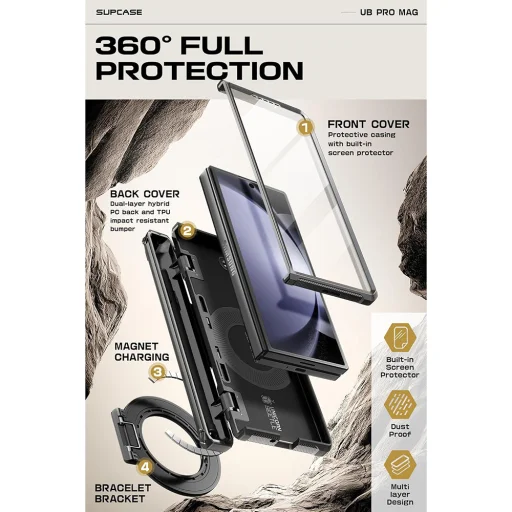  Samsung Galaxy Z Fold6 Fekete Supcase Unicorn Beetle Pro MagSafe tok - 2