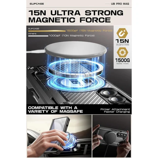  Samsung Galaxy Z Fold6 Fekete Supcase Unicorn Beetle Pro MagSafe tok - 3