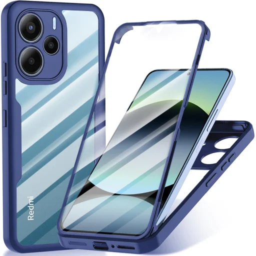  Techsuit - ColorVerse 360 Sorozat + Képernyővédő - Xiaomi Redmi Note 14 4G - Kék tok Regionális verzió - 1