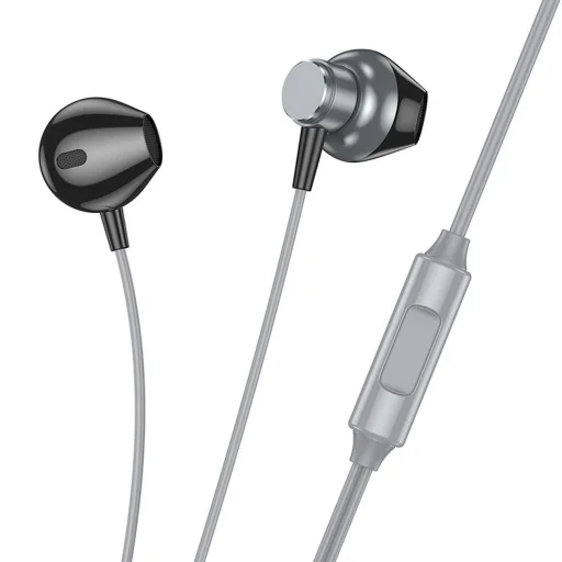 HOCO vezetékes fülhallgató Jack 3,5 mm mikrofonnal M125 fém szürke - 1