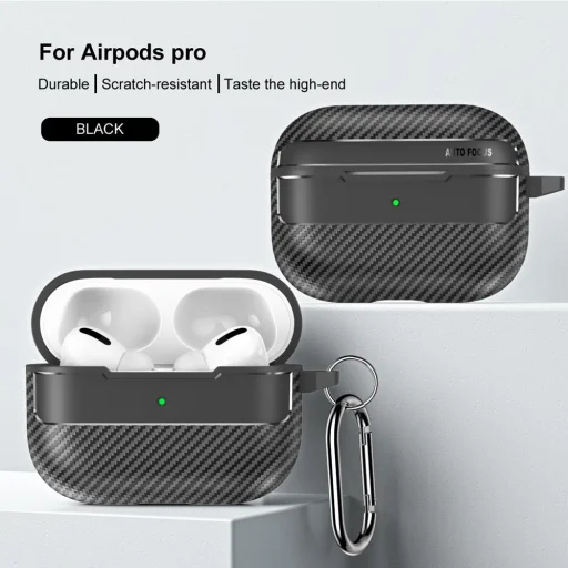 Techsuit - KarbonSzálas - Apple AirPods Pro 1 / 2 - Fekete tok - 2