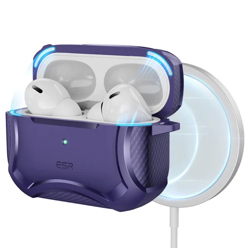  ESR - Cyber Armor erős tok HaloLock - Apple AirPods Pro 1 / 2 - Lila - 1
