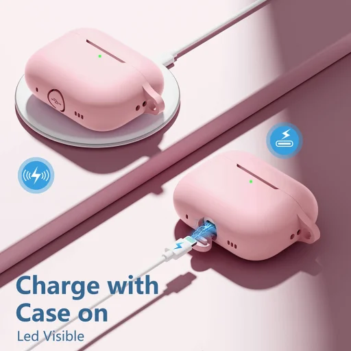  Techsuit - Szilikon tok - AirPods Pro 1 / 2 számára, Sima ultravékony anyag - Rózsaszín - 11