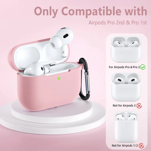  Techsuit - Szilikon tok - AirPods Pro 1 / 2 számára, Sima ultravékony anyag - Rózsaszín - 13