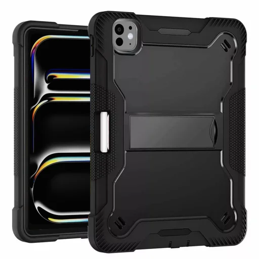  Techsuit - Strapabíró TabShell + Kijelzővédő - iPad Pro 13 (2024) - Fekete tok - 1