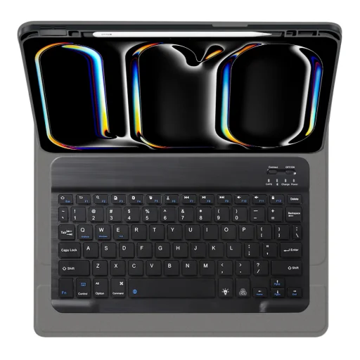  Techsuit - CozyTab tok (ceruzatartóval/RGB vezeték nélküli mágneses billentyűzet) - iPad Pro 11 (2024) - Fekete - 5