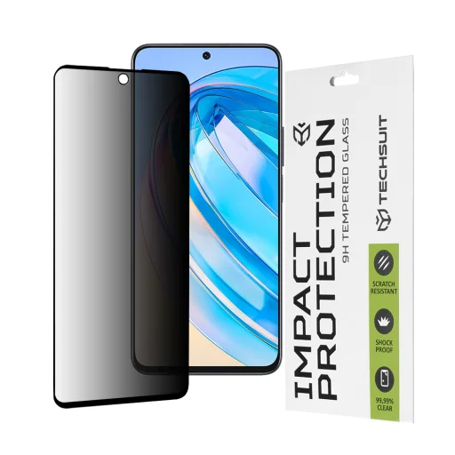 Techsuit - 111D Teljes Ragasztású Adatvédelmi Üvegfólia - Honor X8a / X8 4G - Fekete üvegfólia - 1