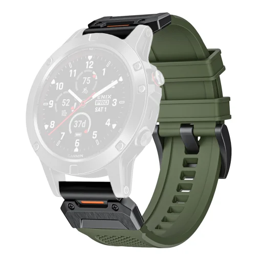  Techsuit - QuickFit 26mm óraszíj (W068) - Garmin Fenix 3/3 HR/5X/5X Plus/6X/6X Pro/7X/7X Pro Solar - Zöld / Fekete - 1