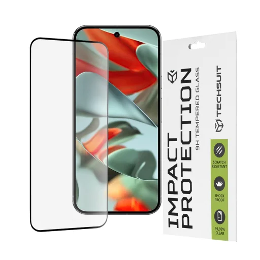  Techsuit - 111D Teljes borítású / Teljes ragasztós üveg - Google Pixel 9 Pro XL - Fekete üvegfólia - 1