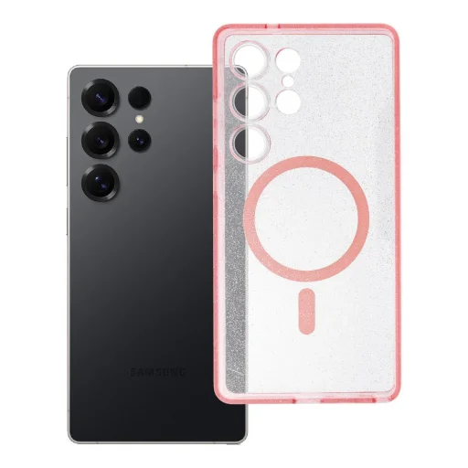 CLEAR MAG COVER puzdro kompatibilné s MagSafe pre SAMSUNG S25 Ultra ružové trblietavé - 4