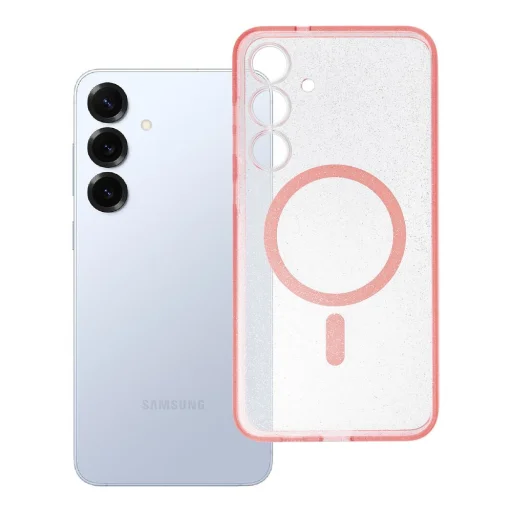 CLEAR MAG COVER puzdro - kompatibilné s technológiou MagSafe Samsung Galaxy S25 Plus - ružové trblietky - 4