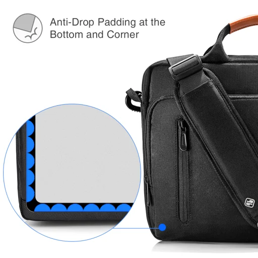 Tomtoc - Defender Laptop Aktatáska (A43E1D1) - Vállpánttal, Ultra védelem, 16″ - Fekete - 6