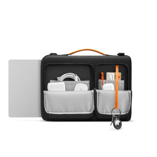 Tomtoc - Defender Laptop aktatáska (A42C2D1) - vállpánttal és kis kártya zsebbel, 13″ - fekete - 2