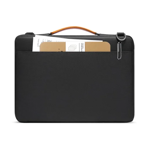 Tomtoc - Defender Laptop aktatáska (A42C2D1) - vállpánttal és kis kártya zsebbel, 13″ - fekete - 5