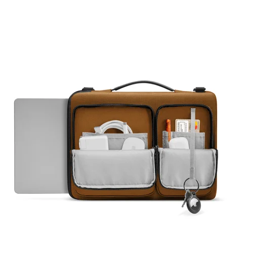 Tomtoc - Defender Laptop Aktatáska (A42C2Y1) - vállpánttal és kis kártyazsebbel, 13″ - Barna - 7