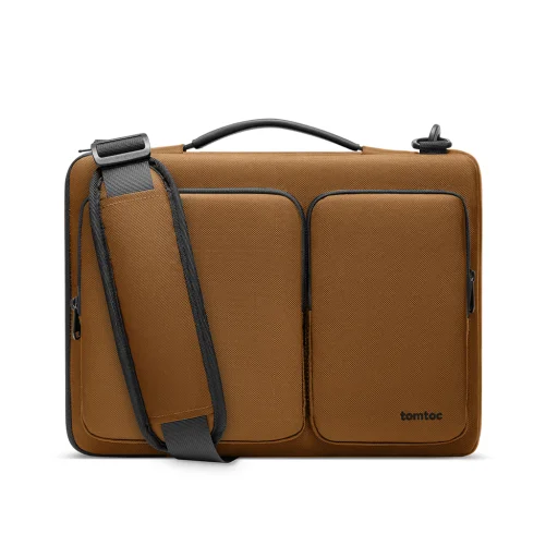 Tomtoc - Defender Laptop Aktatáska (A42C2Y1) - vállpánttal és kis kártyazsebbel, 13″ - Barna - 1
