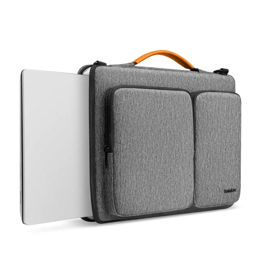 Tomtoc - Defender laptop aktatáska (A42E1G3) - vállpánttal és kis kártyazsebbel, 15,6" - szürke - 2