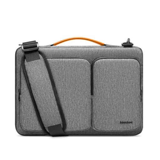 Tomtoc - Defender laptop aktatáska (A42E1G3) - vállpánttal és kis kártyazsebbel, 15,6" - szürke - 3