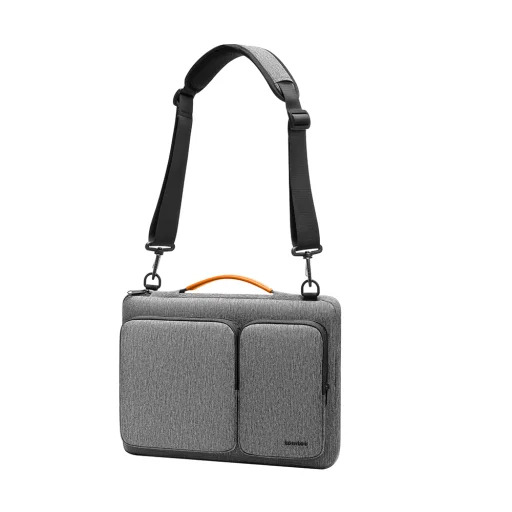 Tomtoc - Defender laptop aktatáska (A42E1G3) - vállpánttal és kis kártyazsebbel, 15,6" - szürke - 4