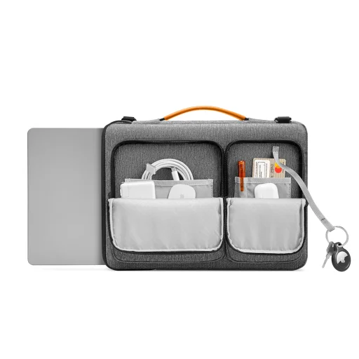 Tomtoc - Defender laptop aktatáska (A42E1G3) - vállpánttal és kis kártyazsebbel, 15,6" - szürke - 5