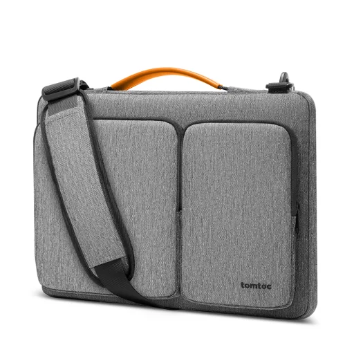 Tomtoc - Defender laptop aktatáska (A42E1G3) - vállpánttal és kis kártyazsebbel, 15,6" - szürke - 1